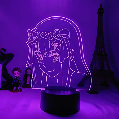 3D-Nachtlicht, Tischlampe, Darling in Franxx, 16 Farben, optische Täuschung, Touch-Steuerung, Lichter mit Acryl-Flach- und ABS-Sockel und USB-Kabel von Jilijia