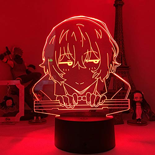 Bungou Stray Dogs LED Night Light Touch Lamp Bedside Table Lamp for Kids Bedroom Rechargeable Dimmable Warm White Light + RGB Color Changing Osamu Nakahara Chuuya von Jilijia
