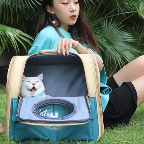 Haustierrucksack Outdoor-Katzenträger Schultasche Mit Großem Fassungsvermögen Tragbarer Katzenrucksack Outdoor-Katzenrucksack (Color : Green, Size : 38 * 26 * 38cm) von JingYi Store