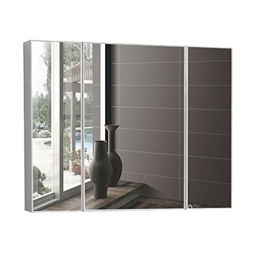 JingYi Store Space-Aluminium-Spiegelschrank Haushaltsspiegelschrank Wandspiegelschrank Vollspiegel Badezimmerspiegelschrank (Color : White, Size : 90 * 13 * 70cm) von JingYi Store