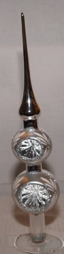 Christbaumspitze Silber mit Reflex mattweißem Dekor von Jingle Bells Lauscha von Jingle Bells Lauscha
