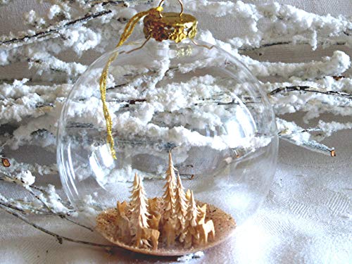 Jingle Bells Lauscha Christbaumkugel mit Miniaturschnitzerei 10cm Kugel kristall mundgeblasen von Jingle Bells Lauscha