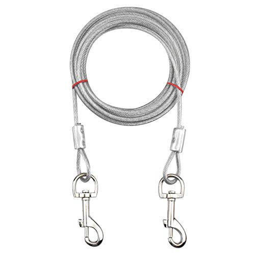 Jinlaili 16.4ft (5M) Tie Out Cables für Hunde, Tie-Out Leinen für Hunde, Haustier Tie Out Cables bis 176lbs, für Kleine Mittlere oder Große Hunde (Weiß) von Jinlaili