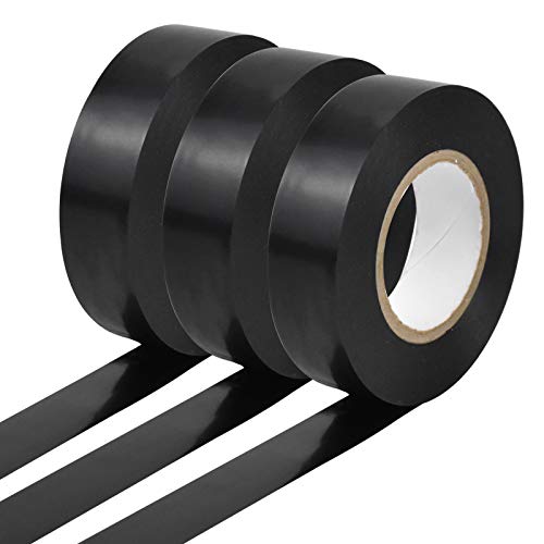 Jinlaili 3 Rollen Isolierband, 20m x 19mm Schwarz Isolierband Klebeband, Hitzebeständiges Elektriker Klebeband, Isolierbänder Wasserfest, für PVC Dichtband für Haushalt Kabel und Draht Reparaturen von Jinlaili