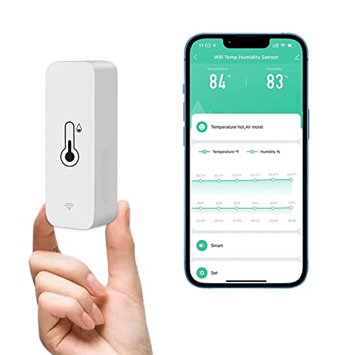 WiFi Thermometer Hygrometer Sensor, Kabelloser Temperatur und Feuchtigkeitsmonitor für zu Hause, Echtzeit und Fernüberwachung Intelligentes Hygrometer Kompatibel mit TUYA ALEXA-Datenspeicher (1) von JinsenTGG