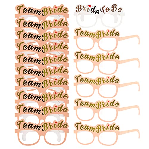 16 Stück Junggesellinnenabschied Brillen Team Bride and Bride to be Glasses Rose Gold Paper Glasses Hens Do Night Bridal Party Game Requisiten Eyewear Decoration Bridal Shower Bachelorette Party von Jodsen