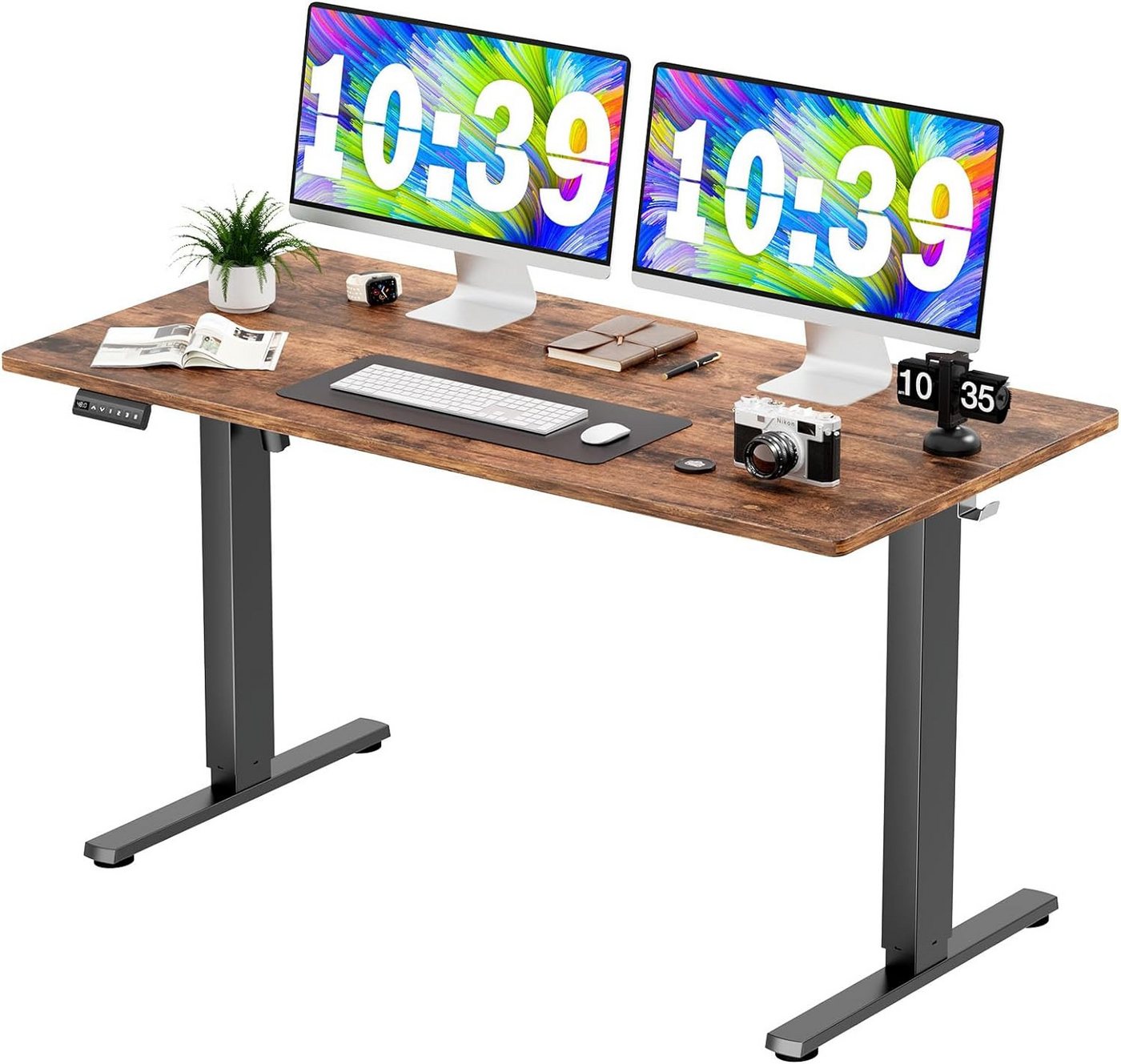 JOEAIS Schreibtisch Höhenverstellbarer GamingTischSchreibtisch Standing Desk 140*60CM (Table Tisch Höhenverstellbar Gaming Desk Height Adjustable Desk), Computertisch Elektrischer Voreinstellung mit Kopfhörerhaken von Joeais