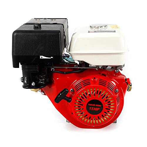 420CC Benzinmotor, 15 PS Benzinmotor Landmaschinen, Viertakt-Stationärmotor, Einzylinder-Stationärmotor, Industriemotor, luftgekühlter Benzinmotor, 15 PS 9KW Motor. (Rot-Weiß) von Jolre