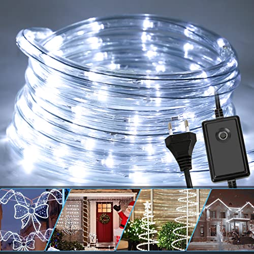 Jopassy LED Lichterschlauch für außen, 20m LED Lichtschlauch mit 8 Leuchtmodi, Lichtschläuche Wasserfest, Lichterkette für Garten Deko, Led schlauch-Kaltes Weiß von Jopassy