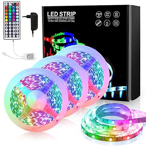 Jopassy LED Strip 15m, RGB SMD5050 LED Streifen mit 44 Tasten Fernbedienung, Farbwechsel LED band fur die Beleuchtung von Haus(3 * 5M) von Jopassy