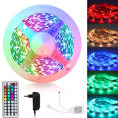 Jopassy LED Strip 5m, RGB SMD5050 LED Streifen mit 44 Tasten Fernbedienung, Farbwechsel LED band fur die Beleuchtung von Haus von Jopassy