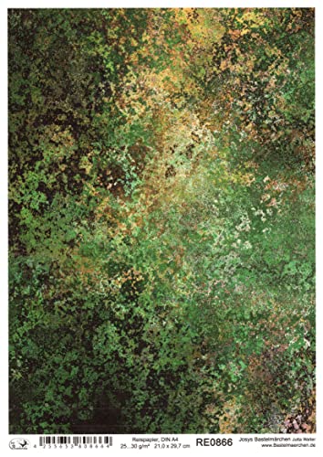 Josys Bastelmärchen Reispapier A4 Strohseide Decoupage Rost Muster Grunge grün RE0866 von Josys Bastelmärchen