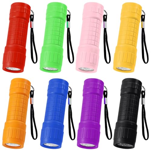 8 Stück Mini LED Taschenlampe Kinder, kleine Kinder Taschenlampe Handlampe mit Lanyard und 24 AAA Batterien, Camping Handlampe für Camping Outdoor Wandern Notfälle Kindergeburtstag Party Geschenke von Joycabin