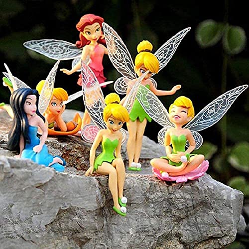 Joycabin 6 Stück Blumenfee Pixie Fly Wing Familie Miniatur-Blumenfee Mädchen Puppenhaus Garten Ornament Zubehör Figur Statue für DIY Feengarten Dekorationsset Outdoor oder Haus Dekor von Joycabin