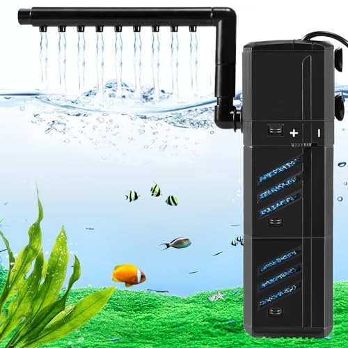 Joycabin Aquarium Filter, Einstellbare 800L/H Aquarium Internal Filter, 8W Leiser Aquarium Pumpe, Aquarium Schwammfilter mit Wasserpumpe für kleine Aquarien von Joycabin