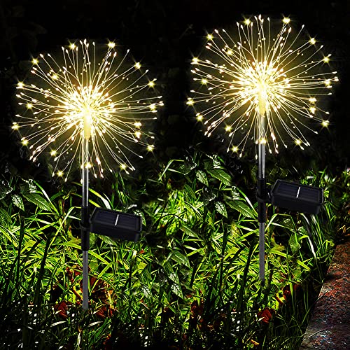Joycome Gartendeko Solarleuchten für Außen, 2 Stück 150 LED Solarlichter Pusteblume, 8 Modi Solarstecker Gartenbeleuchtung Wetterfest Solarlampen Feuerwerk für Balkon Terrasse Blumenkästen Deko von Joycome