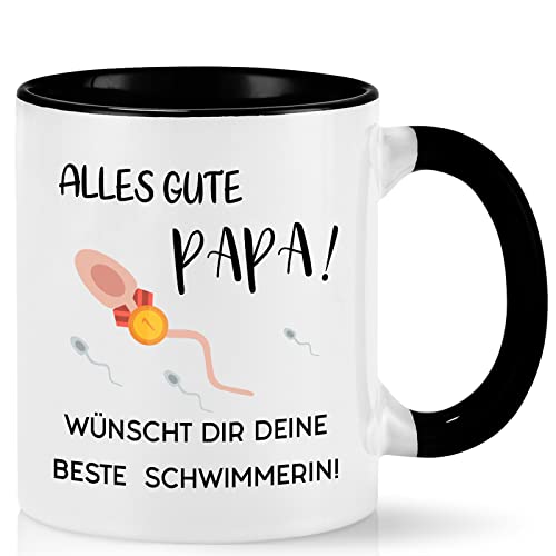Joymaking Kaffeetasse Vatertagsgeschenk für Männer Lustig Geburtstag Geschenkidee Kaffeetasse mit Spruch - Alles Gute Papa Wünscht Dir Deine Beste Schwimmerin von Joymaking