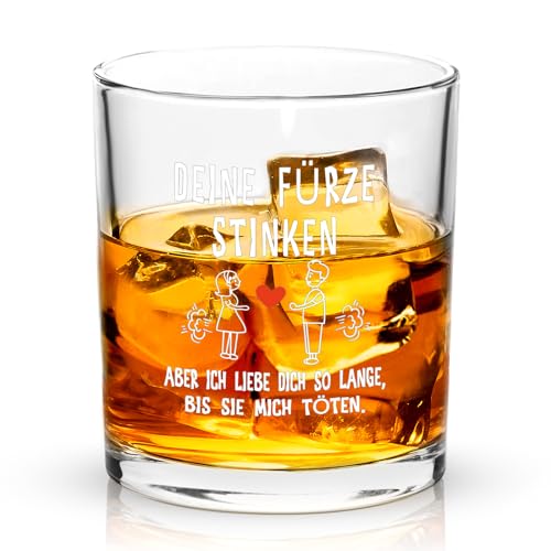 Joymaking Whiskyglas mit Spruch - Deine Fürze Stinken, Valentinstaggeschenk für Ihn Sie, Geschenk Freund Freundin, Partner Geschenke, Jahrestagsgeschenk für Ihn, Ich Liebe Dich Geschenke 10oz von Joymaking