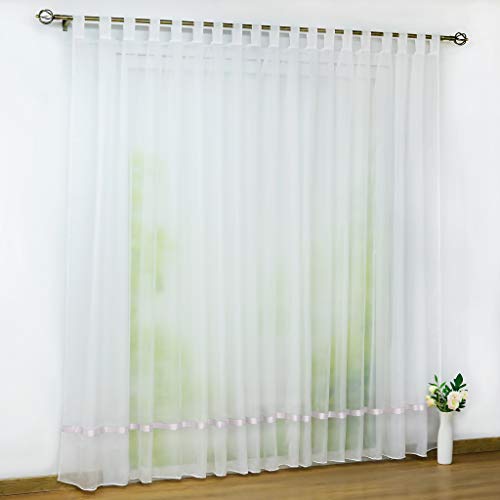 Joyswahl Voile Gardine transparenter Vorhang mit Satinband Design »Maja« Schals Fenster Vorhänge mit Schlaufen BxH 450x145cm Weiß 1er Pack von Joyswahl