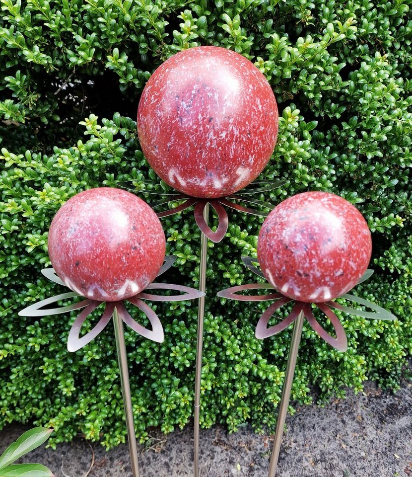 Jürgen Bocker - Gartenambiente Gartenstecker Blütenzauber Paris Rosenkugel Edelstahl 3er Set mit Stab 80 cm (3 tlg. Set) von Jürgen Bocker - Gartenambiente