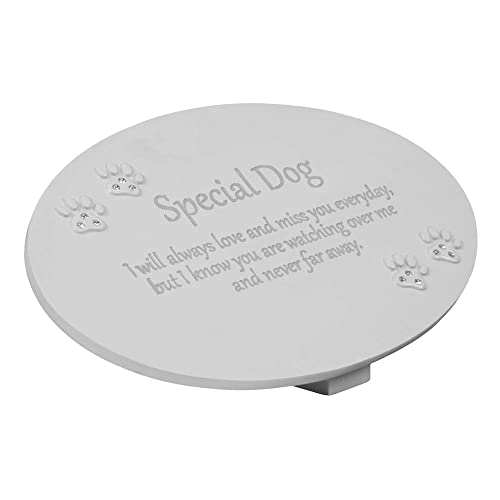 Juliana Gedenktafel "Special Dog", oval, mit klaren Kristallpfotenabdrücken von Juliana