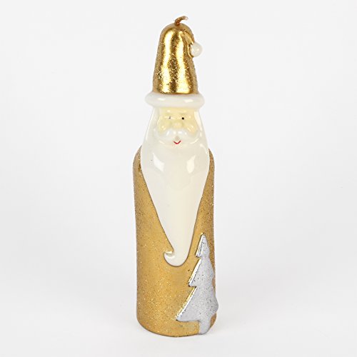 Weihnachtsmann-Wachskerze, groß, 20 cm, goldfarben von Juliana