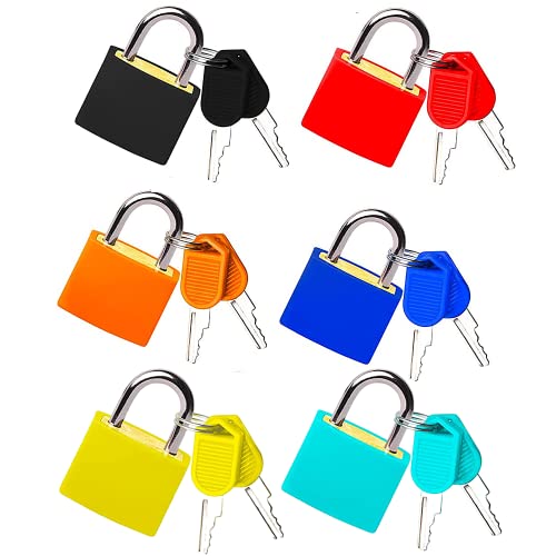 6 Stück farbige Schlüssel beschichtet Gepäck klein Mini Messing Vorhängeschloss Set für Werkzeugkasten Gym Locker Kofferschloss Chrom von Juliyeh