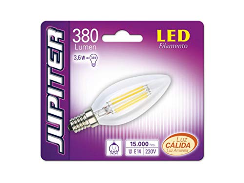 Jupiter LED-Lampe, Filmkerze, 3,6 W, 380 lm, E14 BL1, warm, Schwarz, Standard von Jupiter