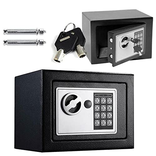 Möbeltresor Safe Elektronikschloss Tresor mit zahlenschloss & 2 Schlüssel Wandtresor Klein Elektronik Safe Doppelbolzenverriegelung Schranksafe, für Zuhause, Büro, Hotel 4,6 Liter Schwarz 23x17x17cm von Jupitor