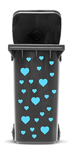 Aufkleber Set Herzen, Wetterfester Außenbereich Sticker für Mülltonne, Mülleimer, Auto, Laptop, Herz in 2 Größen, Farbe:hellblau von JustHouseSigns