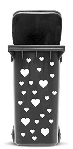 Aufkleber Set Herzen, Wetterfester Außenbereich Sticker für Mülltonne, Mülleimer, Auto, Laptop, Herz in 2 Größen, Farbe:weiß von JustHouseSigns