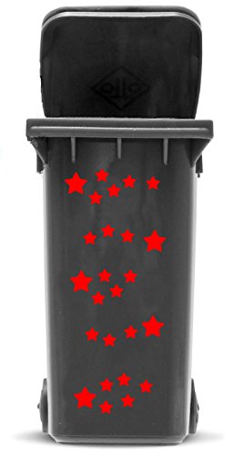 Aufkleber Set Sterne, Wetterfester Außenbereich Sticker für Mülltonne, Mülleimer, Auto, Laptop, Stern in 2 Größen, Farbe:rot von JustHouseSigns