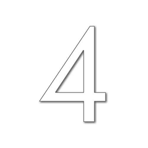 JustHouseSigns Hausnummer 4 Futura-Serie Türnummer 3 Größen, Freischwebend Moderne Haus Nummer aus Acrylglas inkl. Befestigungsmaterial Montageanleitung, Farbe:Weiß, Größe:15cm / 5.9' / 150mm von JustHouseSigns