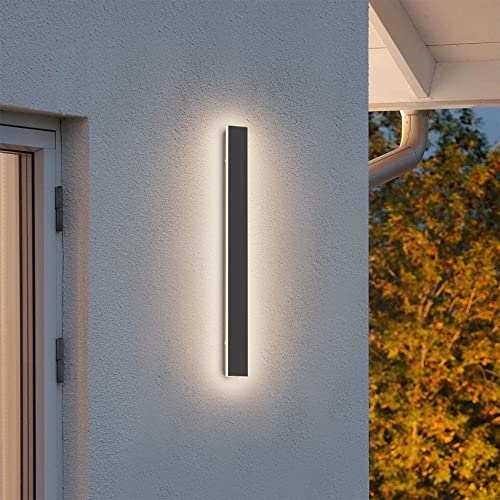 K-Bright 20W Lange Wandleuchte Villa Wandleuchte Schwarze Wandleuchte Wasserdicht Ip65 Außen LED Wandleuchte für Gärten, Terrassen,Schlafzimmer Wohnzimmer Innen wandleuchte, 60CM,4000K von K-Bright