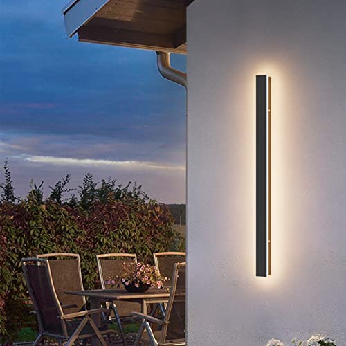 K-Bright 24W Lange Wandleuchte Villa Wandleuchte Dunkelgrau Wandleuchte Wasserdicht IP65 Außen LED Wandleuchte für Gärten, Terrassen,Schlafzimmer Wohnzimmer Innen wandleuchte, 80CM,Warmweiß von K-Bright