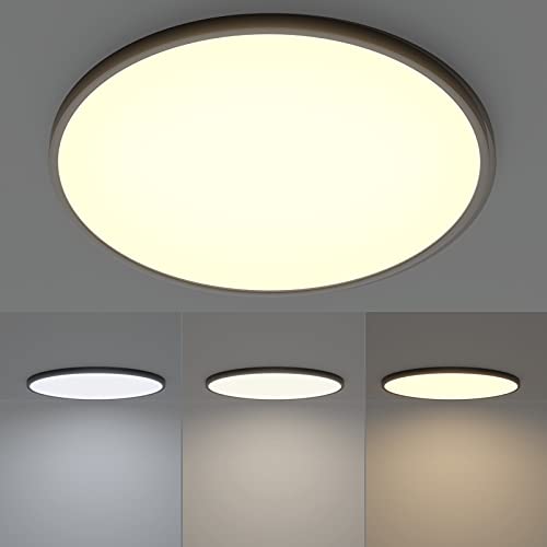 K-Bright LED Deckenleuchte 48W 4320LM Deckenlampe Ultra Dünn Lichtfarbe Einstellbar 3000K/4000K/6500K Rund Deckenlampen für Schlafzimmer, Badezimmer, Wohnzimmer, Balkon, Flur, Küche, Ø50cm, Schwarz von K-Bright