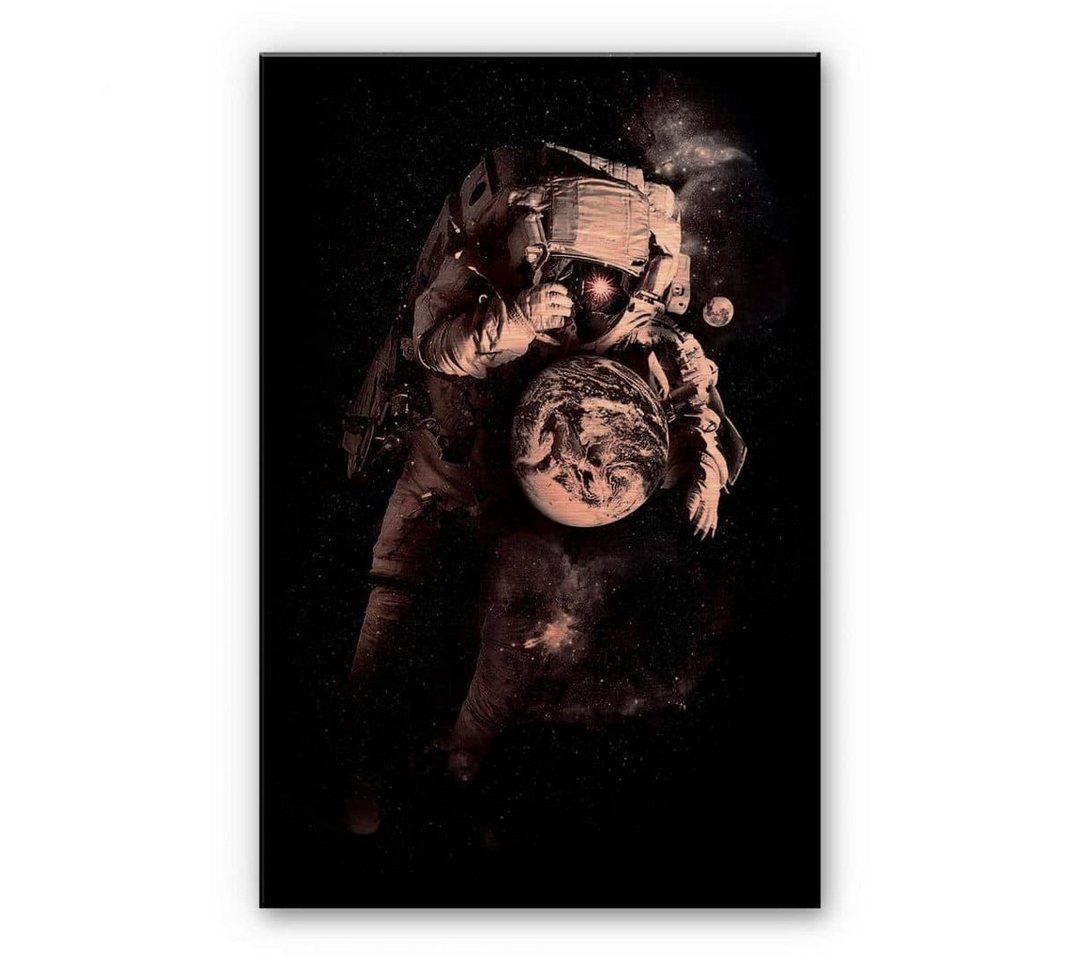 K&L Wall Art Gemälde Alu-Dibond Poster Astronaut Planet Erde Kupfer Metalloptik Weltall Nicebleed, Earth Wandbild von K&L Wall Art