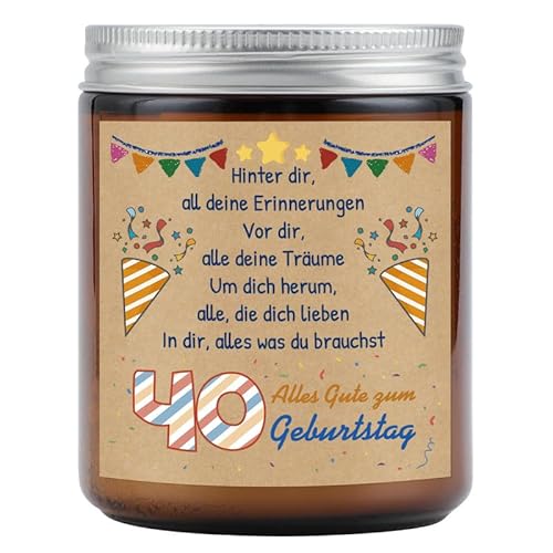 KAAYEE 40 Geburtstag Frauen, Aromatherapie Kerze Geschenk zum 40 Geburtstag, 1984 Geschenkideen zum Geburtstag, 40 Geburtstagsgeschenk für Beste Freundin, Ehefrau, Ehemann, Schwester, Kollegin von KAAYEE