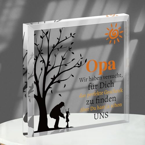 KAAYEE Opa Geschenk Geburtstag,Quadratisches Acrylschild Weihnachten Geschenke für Opa, Bester Opa Geschenke Von Enkel, Geburtstagsgeschenk Vatertagsgeschenk für Opa von KAAYEE