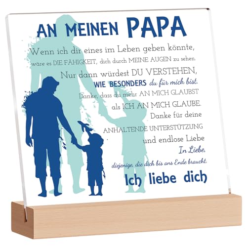 KAAYEE Papa Geschenk Geburtstag, Acryl-Plakette Dekoration Vatertagsgeschenk für Papa, Bester Papa Geschenke von Tochter Sohn, Geburtstagsgeschenk Vatertag Weihnachtsgeschenke für Papa (Papa-1) von KAAYEE