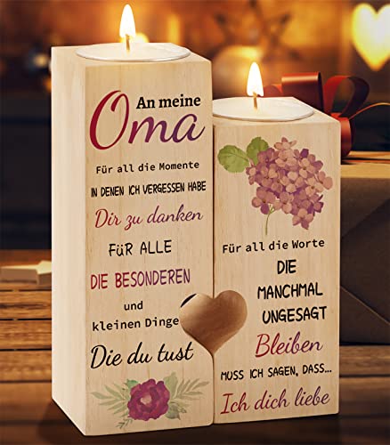 Oma Geschenk Kerzenständer, KAAYEE Herzförmiger Kerzenhalter Weihnachten Geschenke für Oma, Geburtstagsgeschenk Weihnachtstag Muttertagsgeschenk für Oma, Beste Oma Geschenke Von Enkel (Oma) von KAAYEE