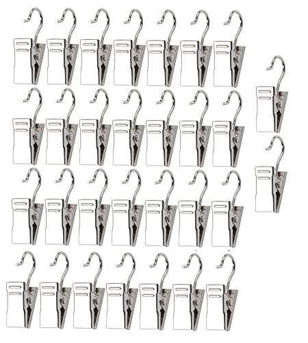 Vorhang Clips,30 PCS Gardinen Metall Klammern Kleine Gardine Klammer Haken Duschvorhangclip für Aufhängen von Vorhängen Fotos Hausdekoration Lampenhaken von KAIAIWLUO