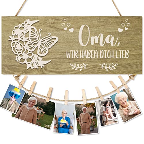 KAIRNE Oma Holzschild mit Spruch,Oma Geschenk,Oma Geburtstagsgeschenk,DIY Oma Wir Haben Dich Lieb Wand Deko für Wohnzimmer Schlafzimmer,Personalisierte Geschenke für Oma von Enkelkindern Enkelkinder von KAIRNE