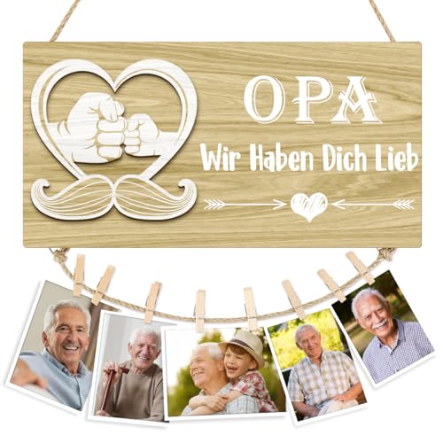 KAIRNE Opa Holzschild mit Spruch,Opa Geschenk,Opa Geburtstagsgeschenk,Opa Wir Haben Dich Lieb Wand Deko für Wohnzimmer Schlafzimmer,Personalisierte Geschenke für Vatertag von Enkelkindern Enkelkinder von KAIRNE