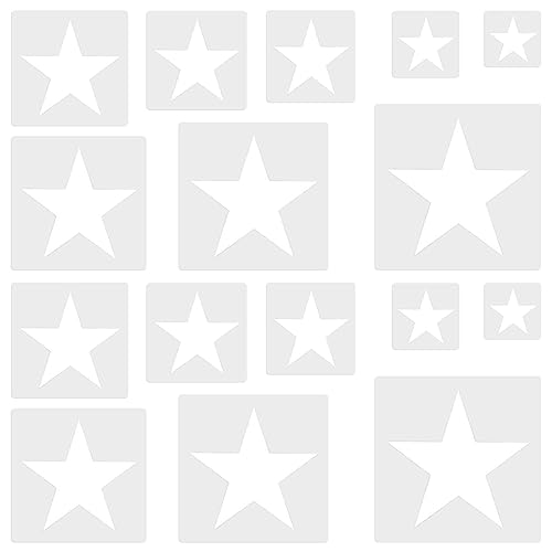 16 Stück große Sternform, Sternform-Schablonen in verschiedenen Größen für Malvorlage, Herzschablone zum Basteln, Kunststoff, 5-Sternform-Herzvorlagen für Stoffwände, Kunstpapier, Heimdekoration von KALIONE