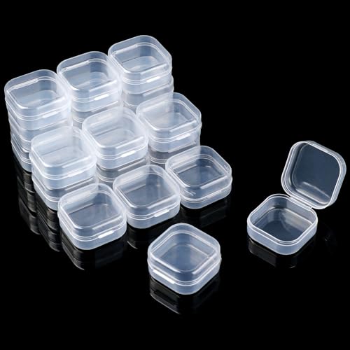 KALIONE 20 Stück kleine Kunststoffboxen, 1,8 mm dick, durchsichtige Mini-Kunststoffbox, quadratische Mini-Schmuckschatulle, Kleine Aufbewahrungsbehälter mit Deckel, Aufbewahrungsbox（Stil 2） von KALIONE