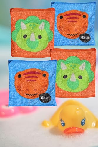 KAMACA 4er Set Magisches Handtuch Baumwolle Zaubertuch für Kinder Zauberhandtuch Mitgebsel Geschenkidee Kindergeburtstag Geschenk (4er Set Baby-Dinos) von KAMACA