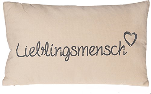 KAMACA LIEBLINGSMENSCH Kissen 30 cm x 50 cm Flauschig gefülltes Kissen mit Reißverschluss Bezug aus 100% Baumwolle EIN Hingucker und wertiges Geschenk (Creme) von KAMACA