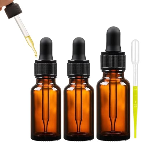 Tropfflaschen, Bernsteinfarben, mit Pipetten, Braun. Leere Glasflaschen mit Pipetten, 1 ml, Tropfflasche für ätherische Öle/Aromatherapie, 5 ml, 10 ml von KARELLS