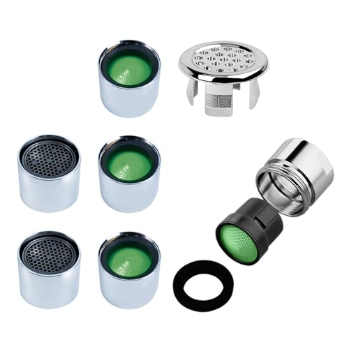 Wasserhahn Filter Strahlregler,Wasserhahn Sieb,Wasserhahn Sieb Einsatz Wasserhahn Aufsatz,Mischdüse Einsatz(18mm) und Waschbecken Überlauf Ring, für Wasserhähne,6pcs von KARELLS